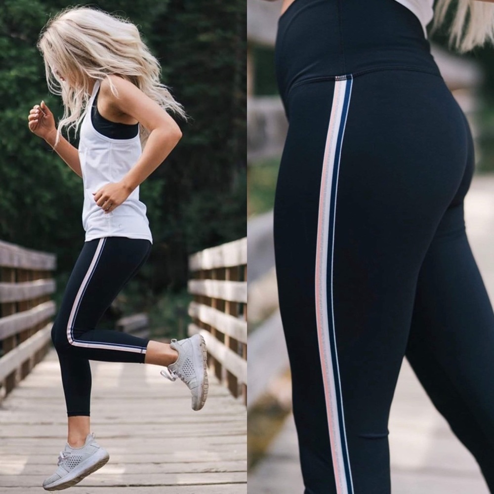 ZYIA Active Pink Rainbow Black Luxe Hi-Rise 7/8 24” Leggings